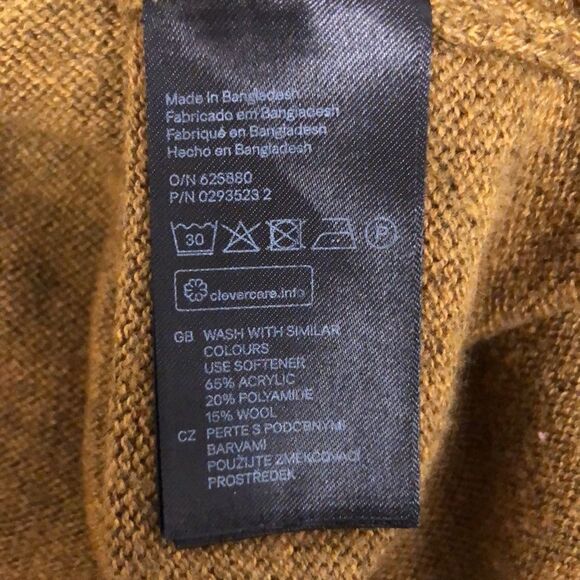 H&M M Mustard Heather Back Zip Wool Blend High Low Crewneck Pullover Sweater - Picture 12 of 12